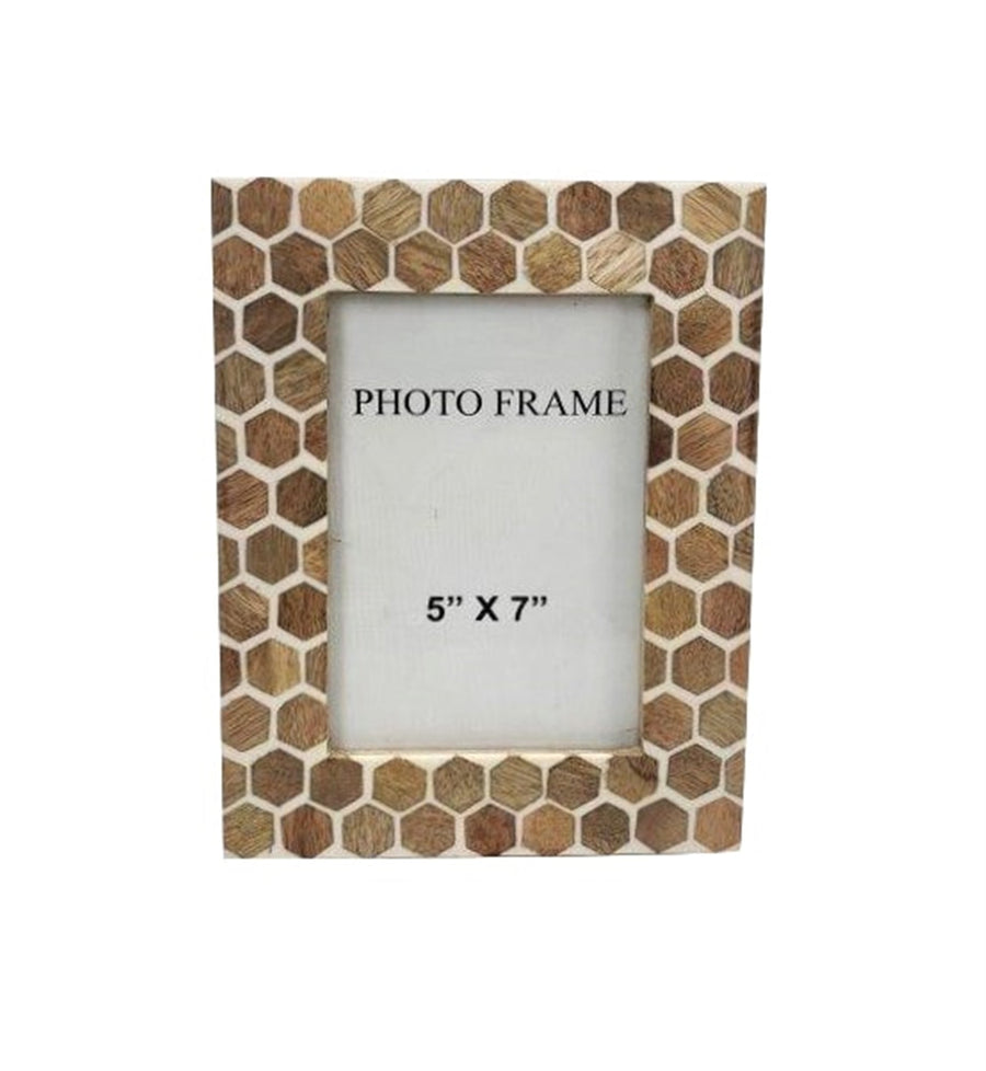 5X7-Wood Hexagon Tile Frame - #Perch#