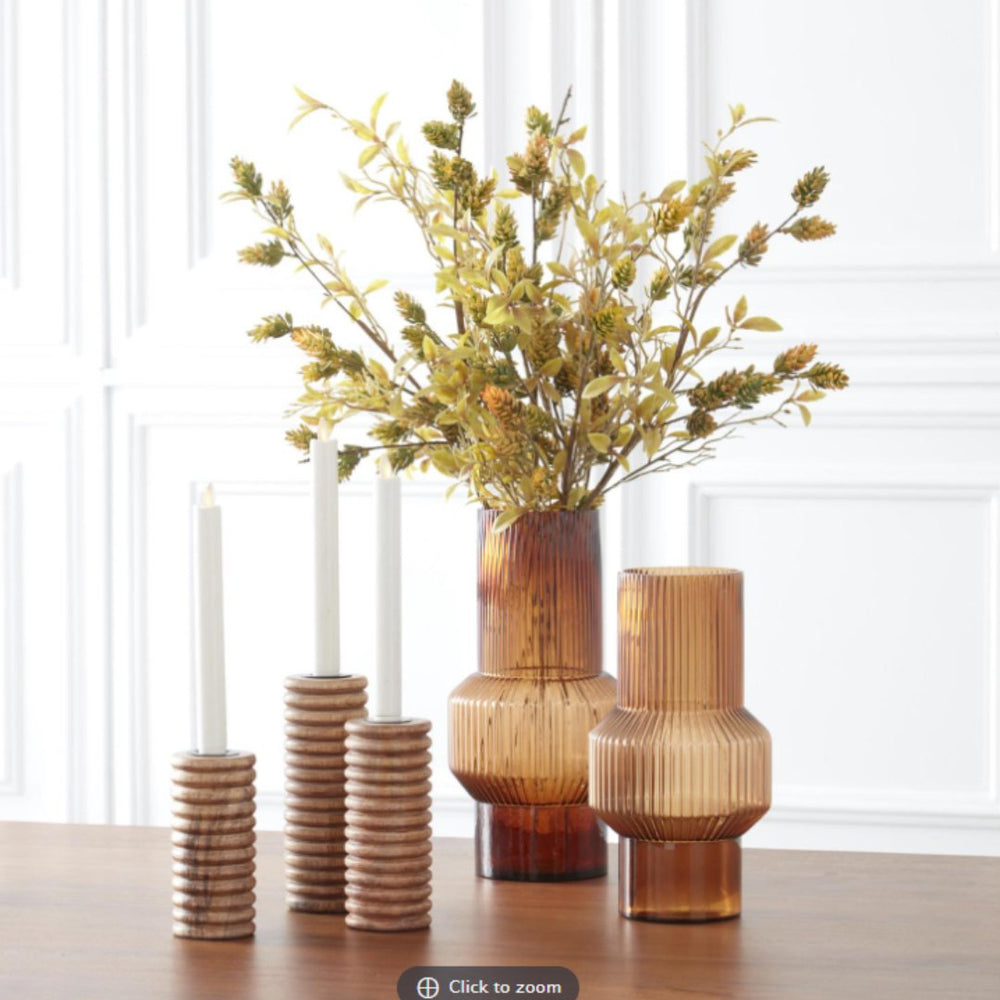 Amber Glass Ribbed Vases - #Perch#
