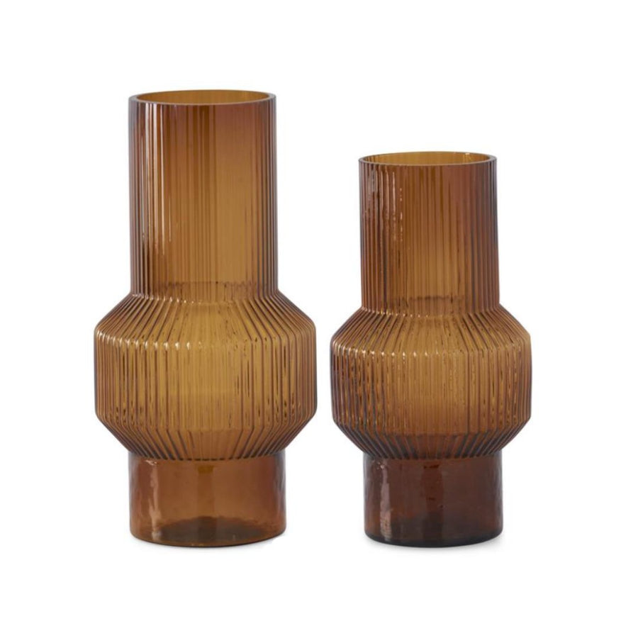 Amber Glass Ribbed Vases - #Perch#