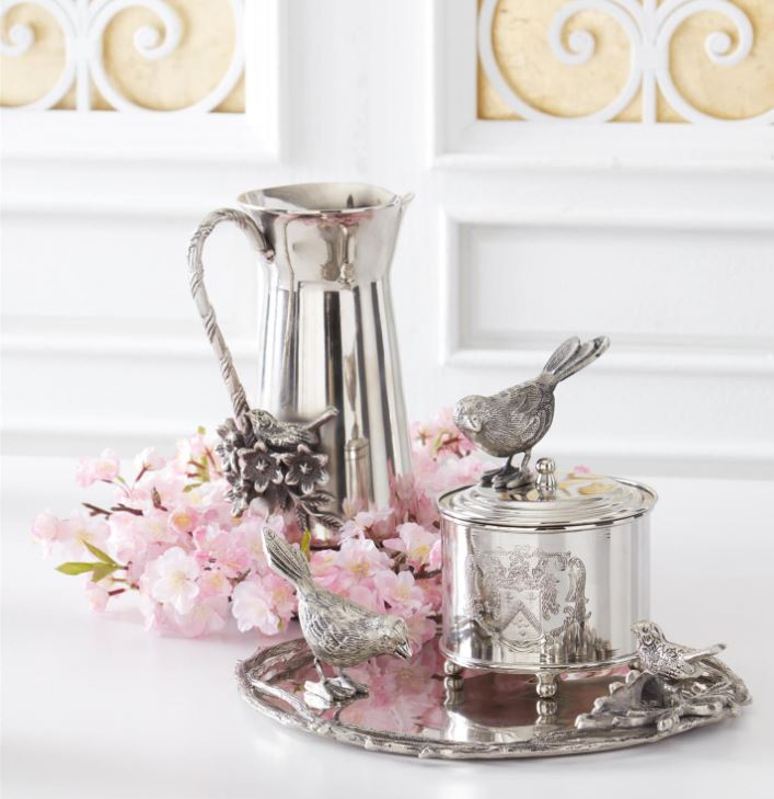 Antiqued Silver Song Birds - #Perch#