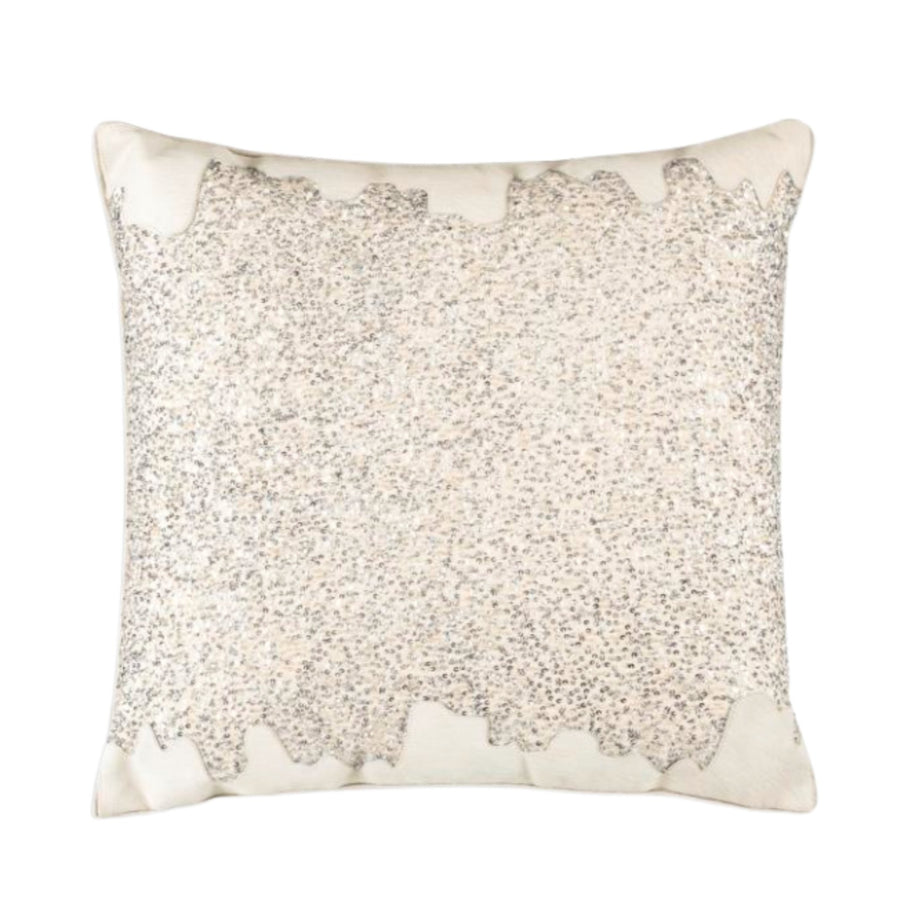 Austin Pillow with Silver Beaded Ivory Hide - #Perch#