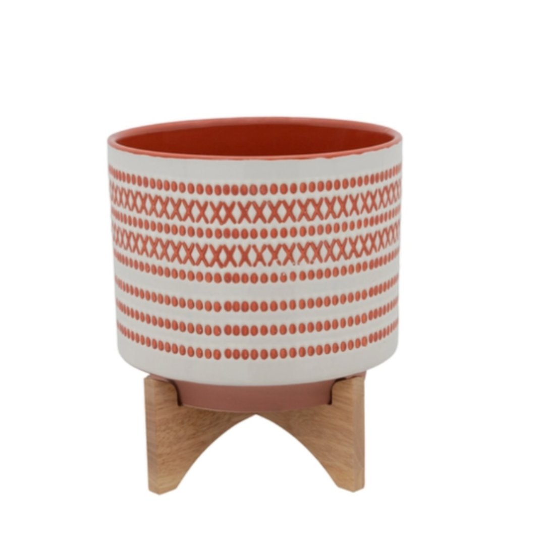Aztec Planter With Wood Stand - #Perch#