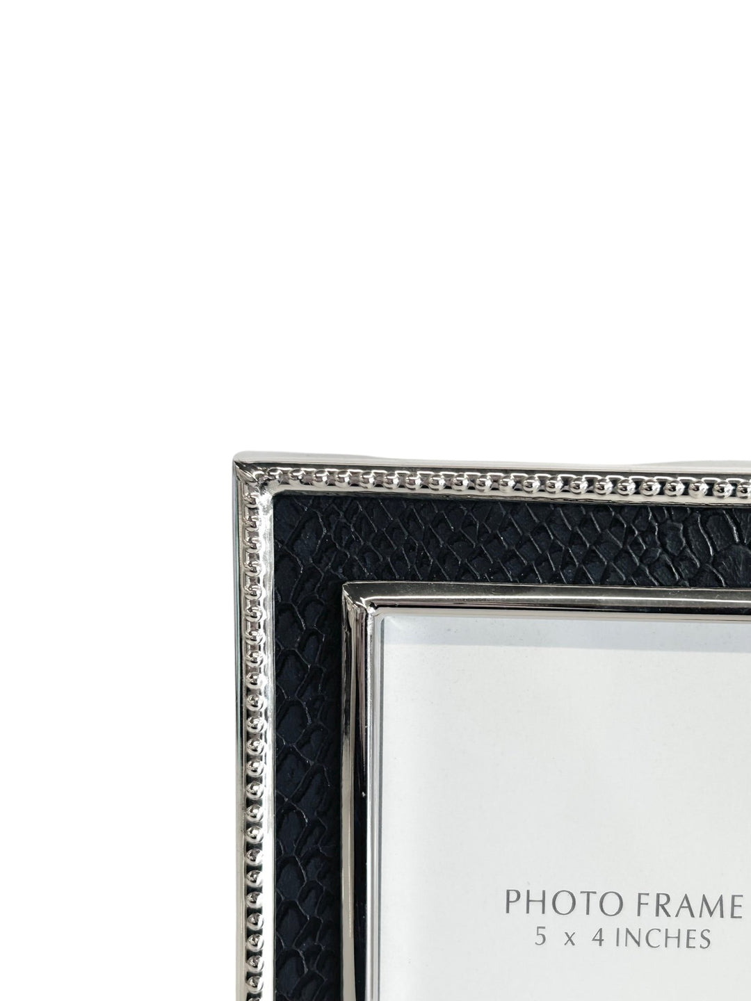 Bk Leather Frame W/ Silver Trim - 4 X 5 - #Perch#