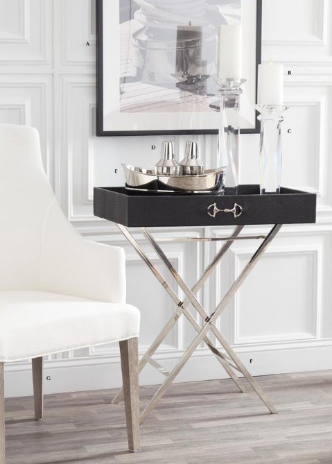 Black Leather Side Table W/ Removeable Tray - #Perch#