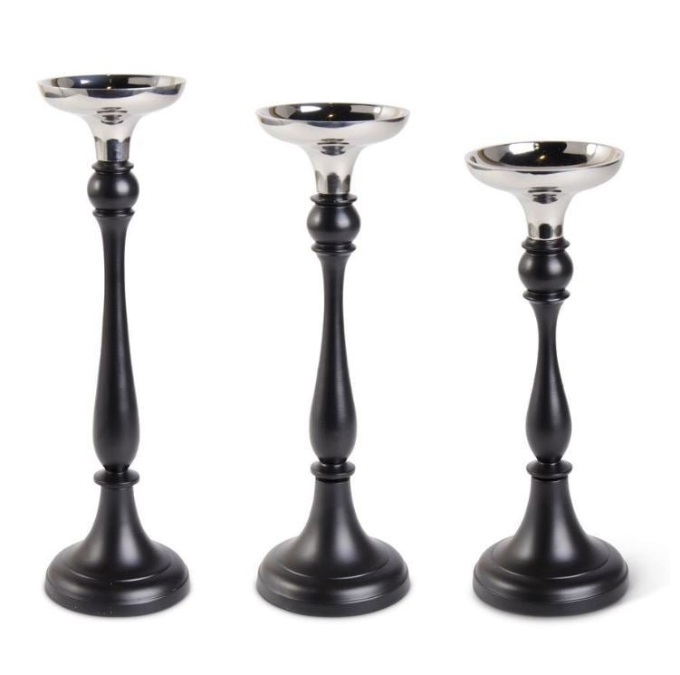 Black & Silver Metal Candlesticks - #Perch#