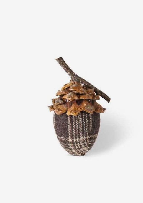 Brown Plaid Acorn W/Pinecone Top-Sm - #Perch#