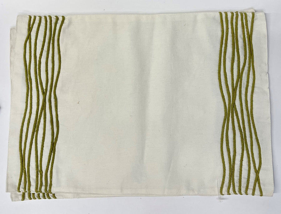 Chartreuse Embroidered Linen Placemat - #Perch#