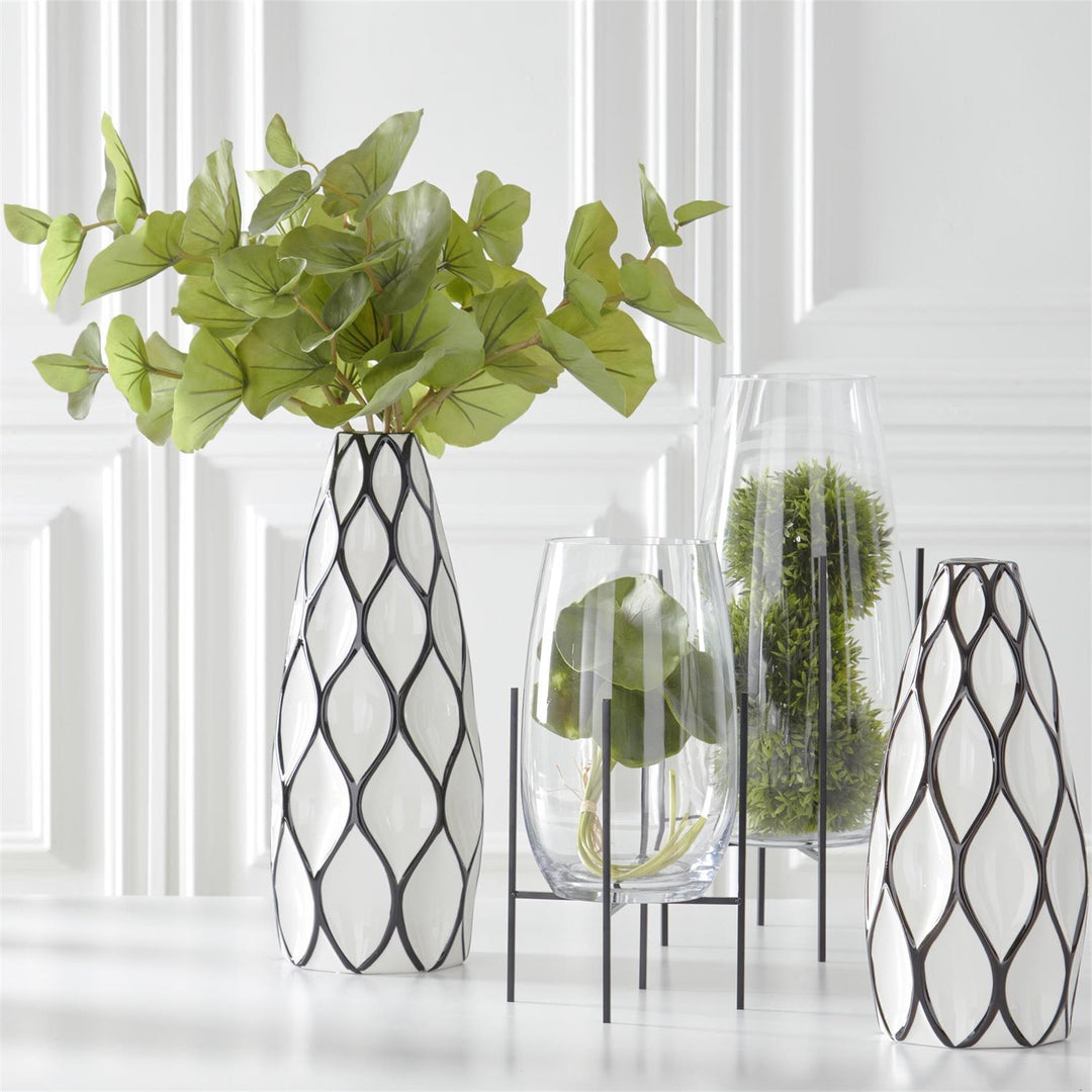 Clear Glass Floating Vases with Metal Stands - #Perch#