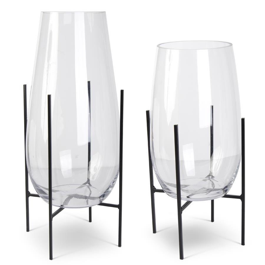 Clear Glass Floating Vases with Metal Stands - #Perch#