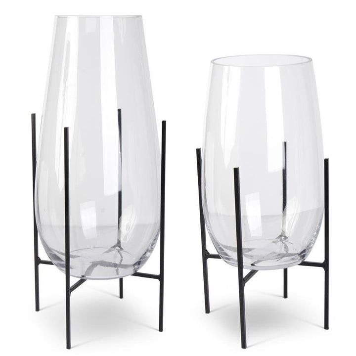 Clear Glass Floating Vases with Metal Stands - #Perch#