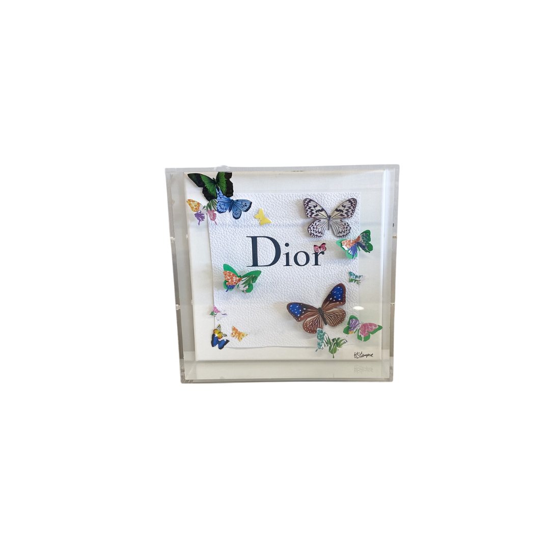 Designer Shadow Box with Authentic Bag and Handcrafted Butterflies - #Perch#