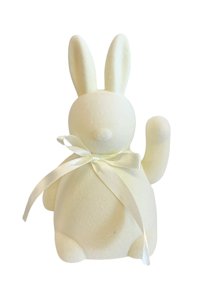 Flocked Waving Bunny - #Perch#