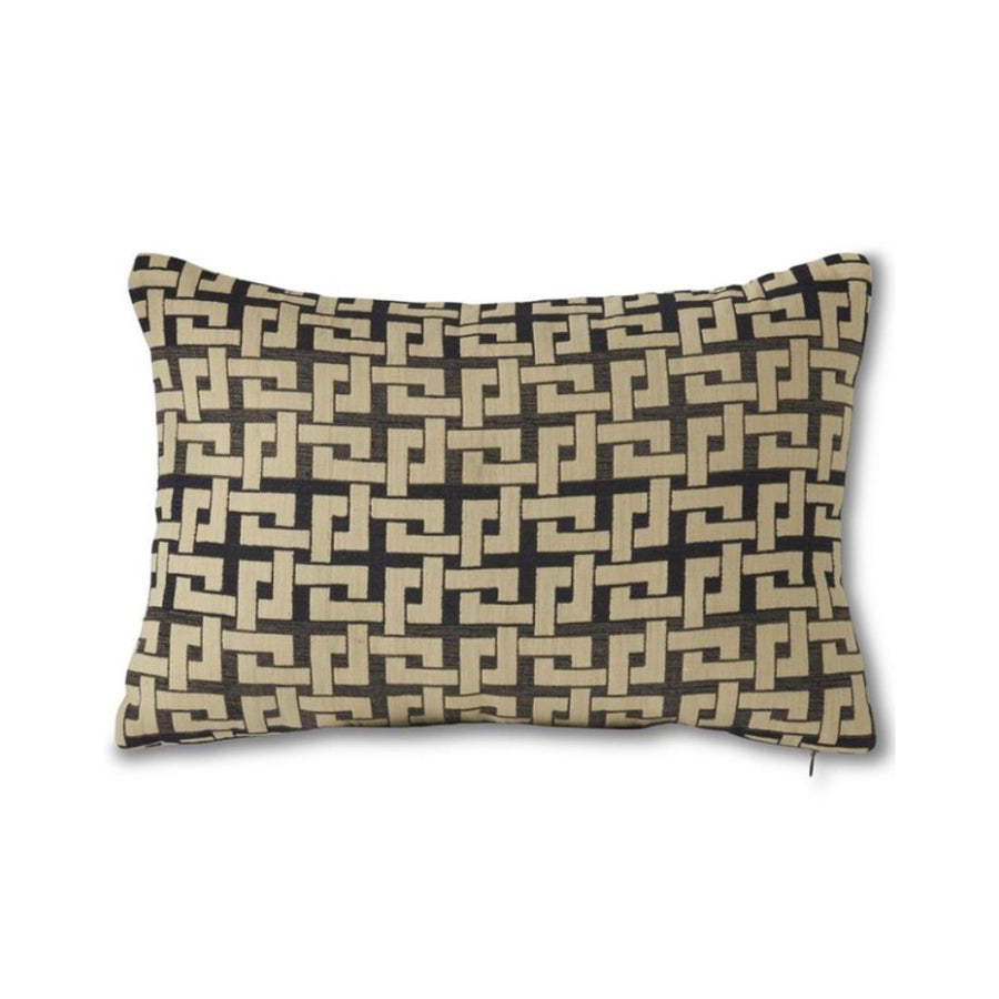 Geometric Linen Black+ Cream Lumbar Pillow - #Perch#
