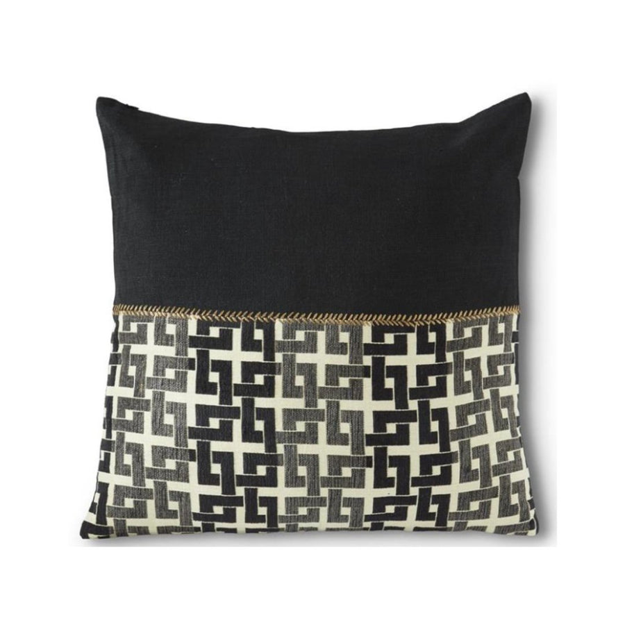 Geometric Linen Black + Cream Pillow - #Perch#