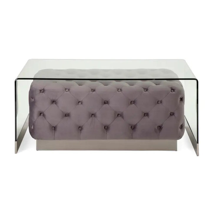 Glass Coffee Table & Velvet Ottoman, Set Of 2 - #Perch#