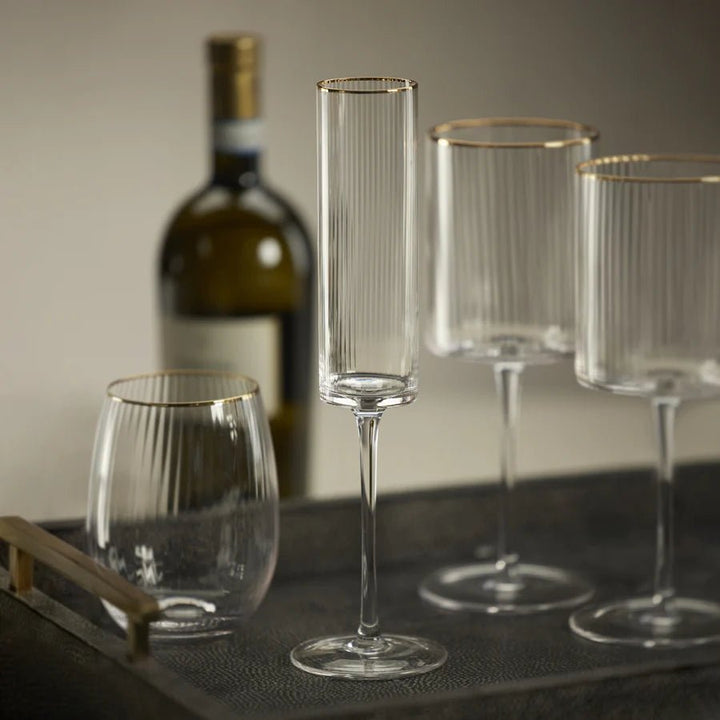 Gold Rim Optic Champagne Flutes - #Perch#