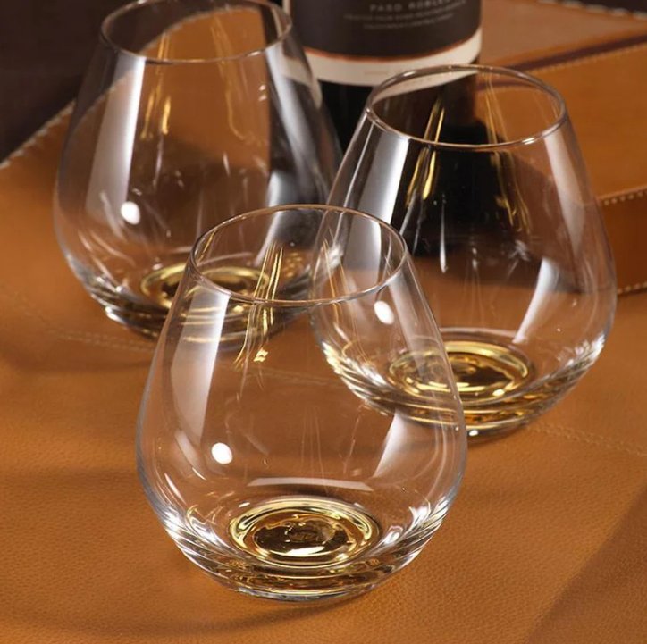 Golden Base Stemless Wine Glass - #Perch#