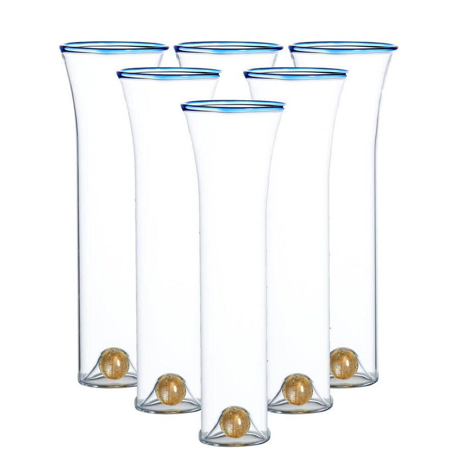 Golden Globe Blue Rim Champagne Glasses - #Perch#