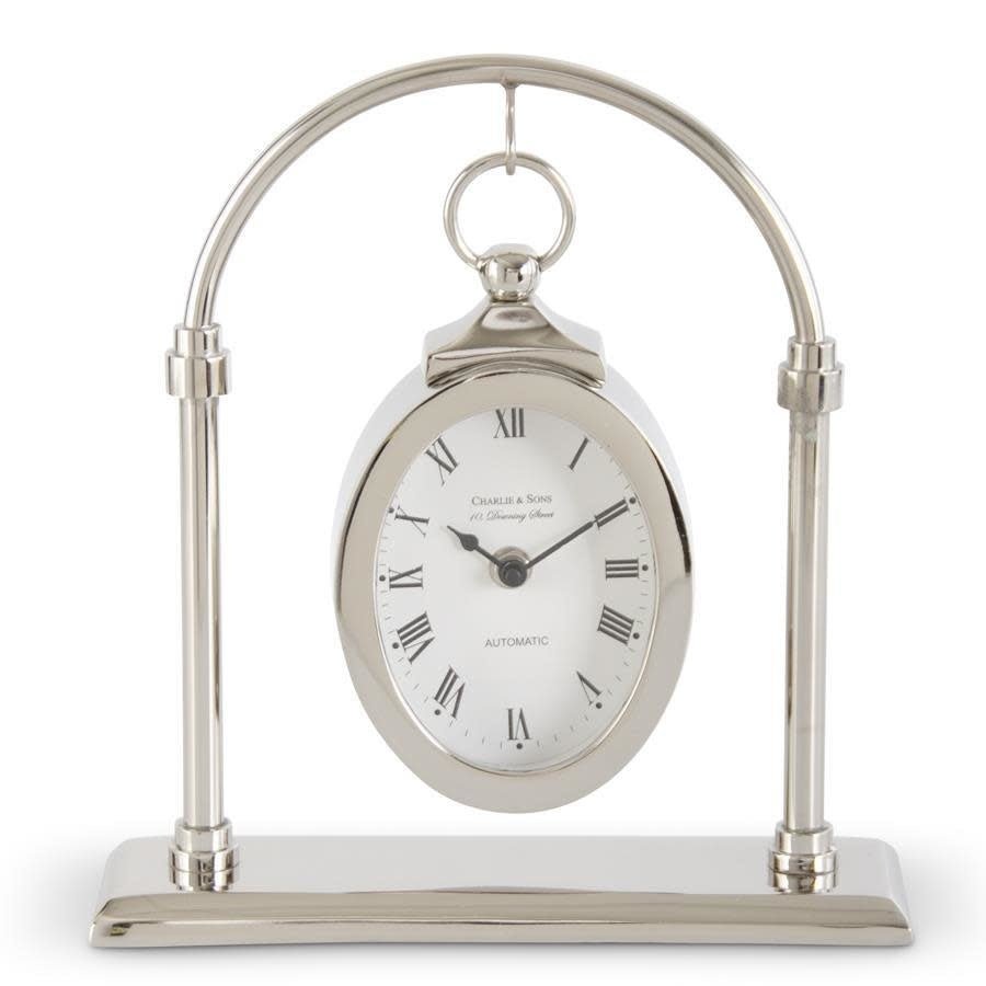 Oval Hanging Silver Clock - #Perch#