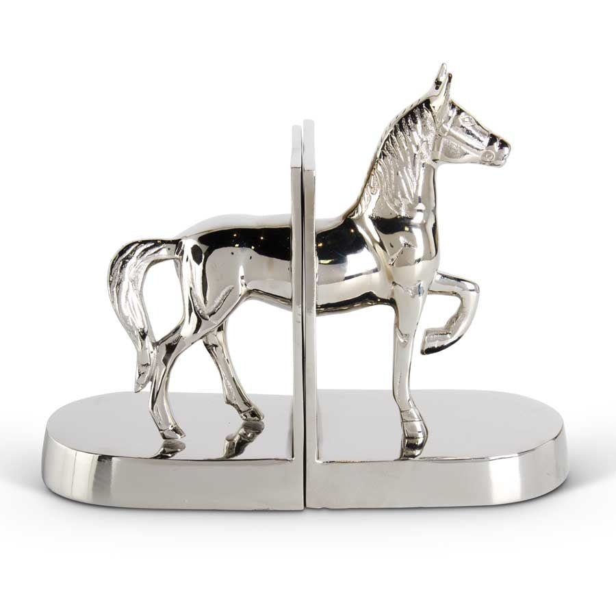 Polished Silver Metal Horse Bookends - #Perch#
