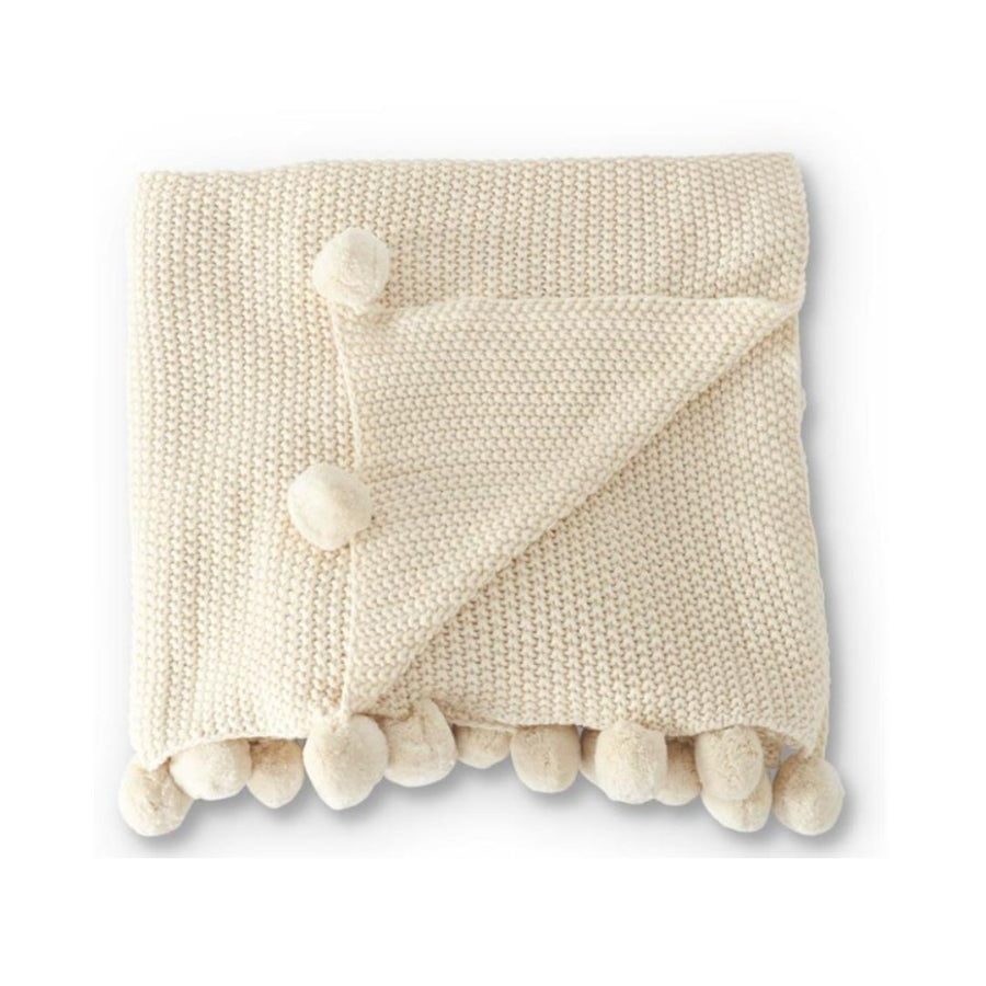 Pompom Knit Throw Cream - #Perch#