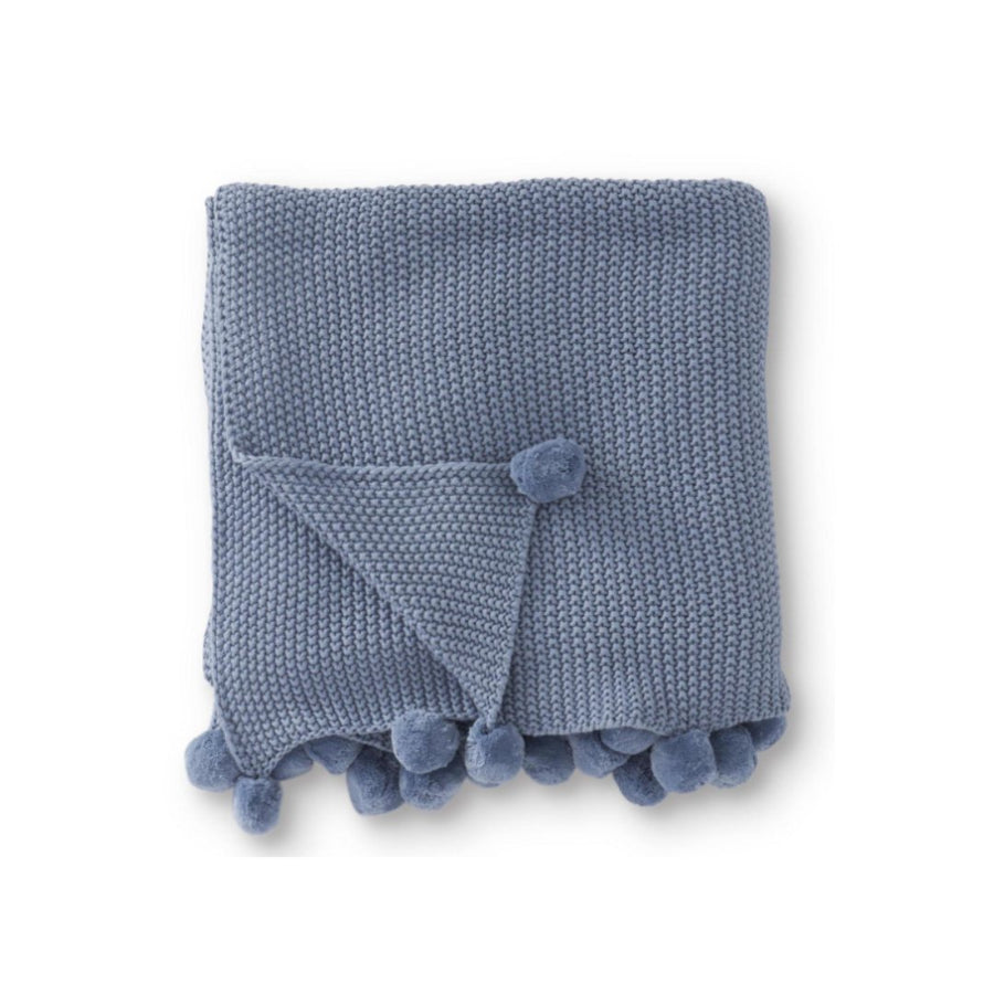 Pompom Knit Throw - Light Blue - #Perch#