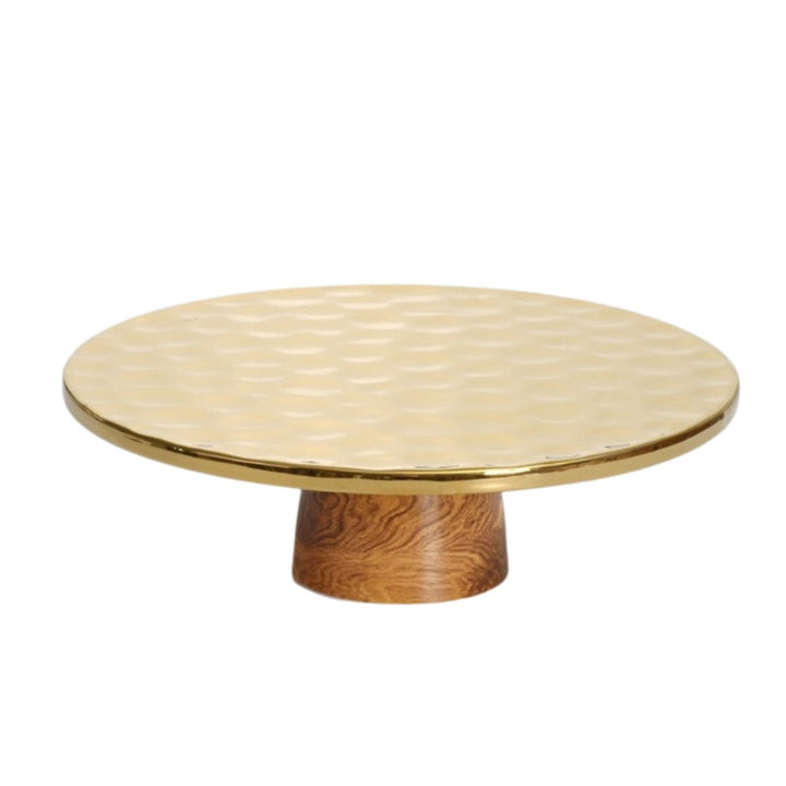 Porcelain Wood Look + Gold Cake Stand - #Perch#