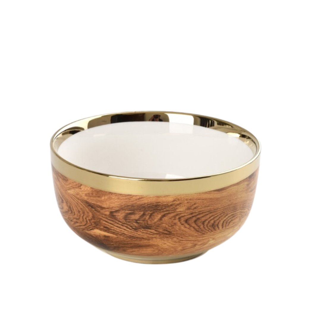 Porcelain Wood Look + Gold Medium Bowl - #Perch#