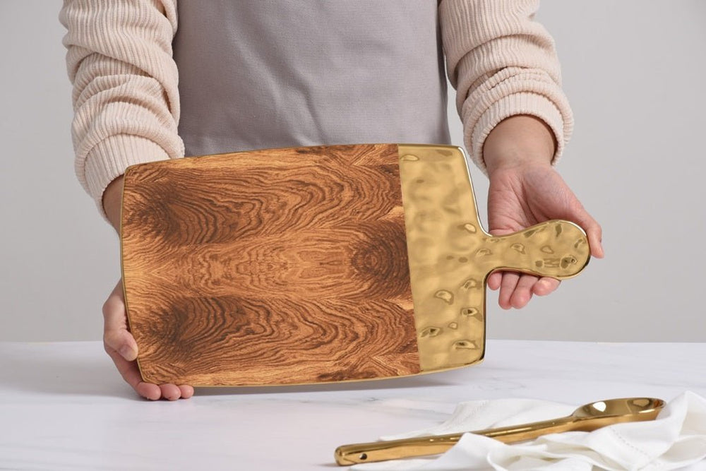 Porcelain Wood Look + Gold Serving Board - #Perch#