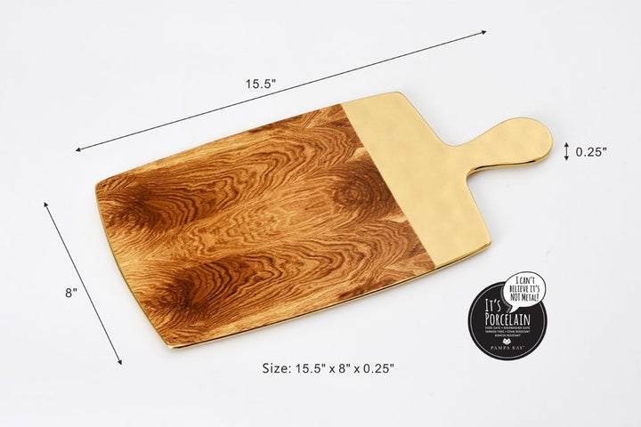 Porcelain Wood Look + Gold Serving Board - #Perch#