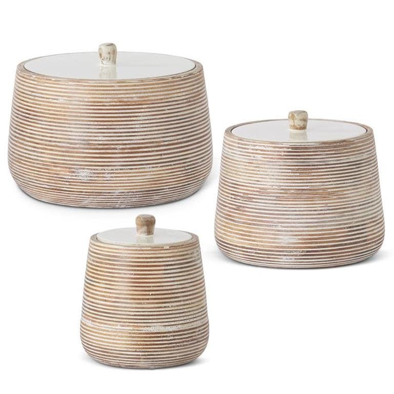 Ribbed Canisters Whitewash Mango - Set Of 3 - #Perch#