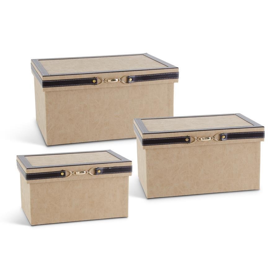 S/3 Cream Syn Leather Nesting Boxes - #Perch#