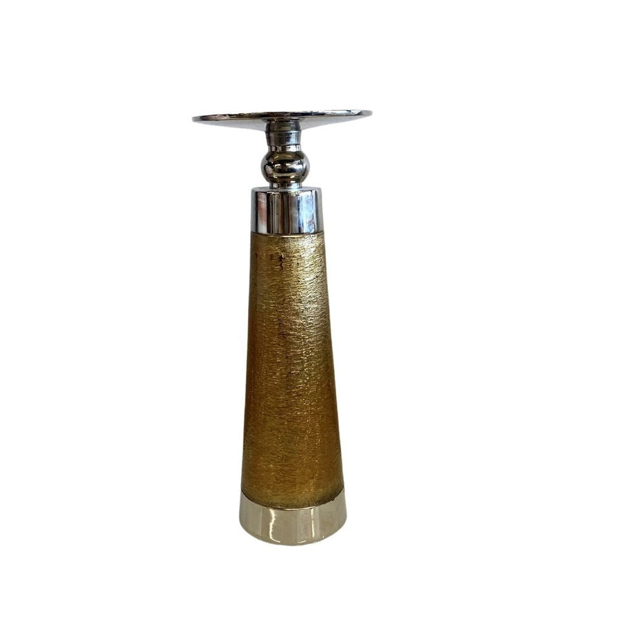 Short Gold and Silver Pillar Candle Holder - #Perch#