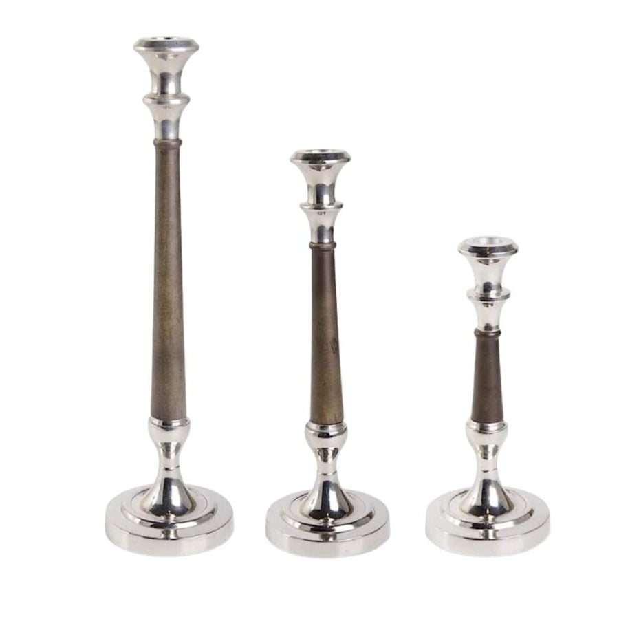 Silver and Wood Metal Candle Holders - #Perch#