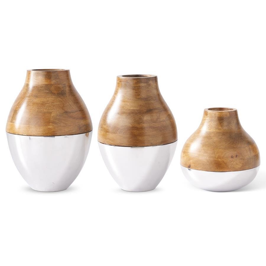 Silver Metal and Wood Vases - #Perch#