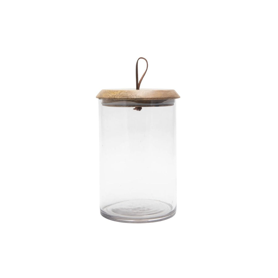 Small Mango Wood & Glass Covered Jar - #Perch#
