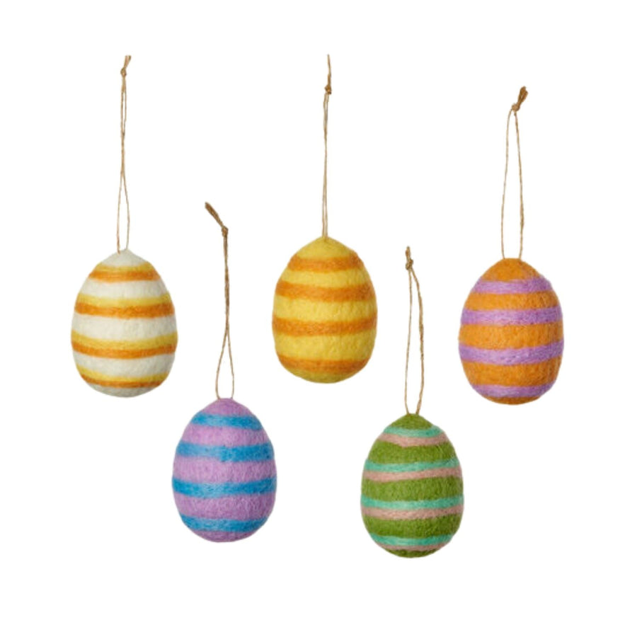 Striped Wool Egg Ornament Set - #Perch#