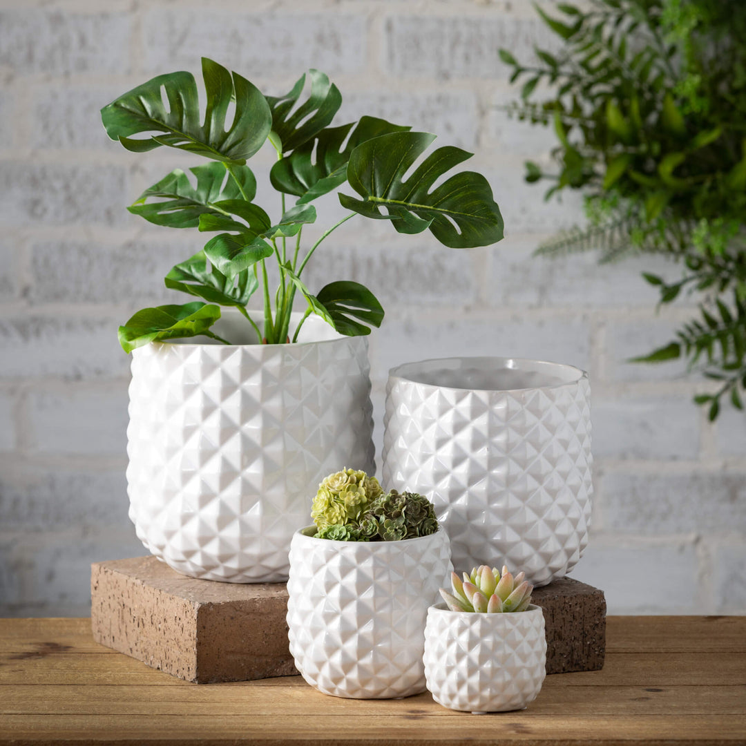 White Faceted Planters - #Perch#