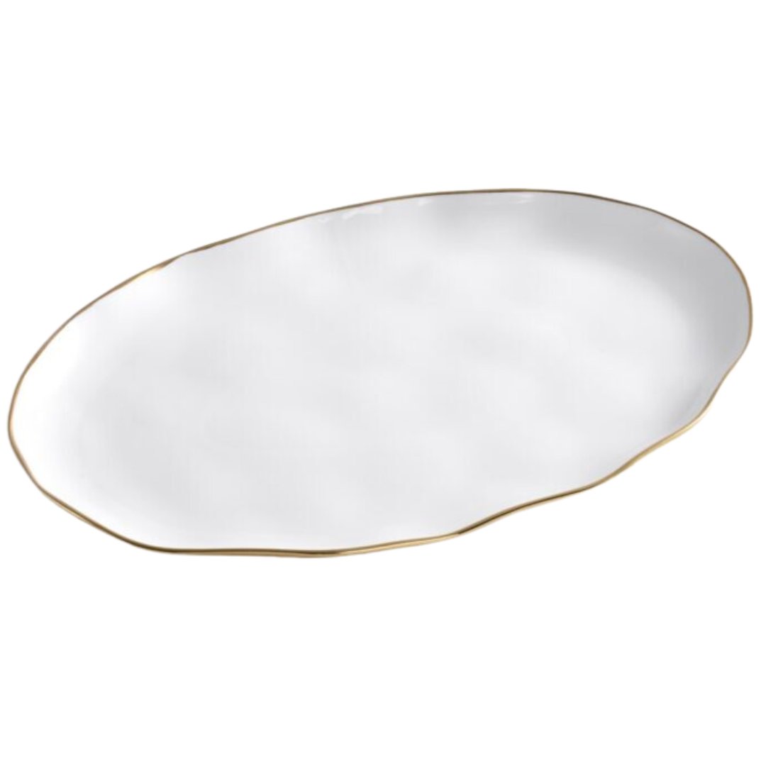 White + Gold Oval Tray - #Perch#