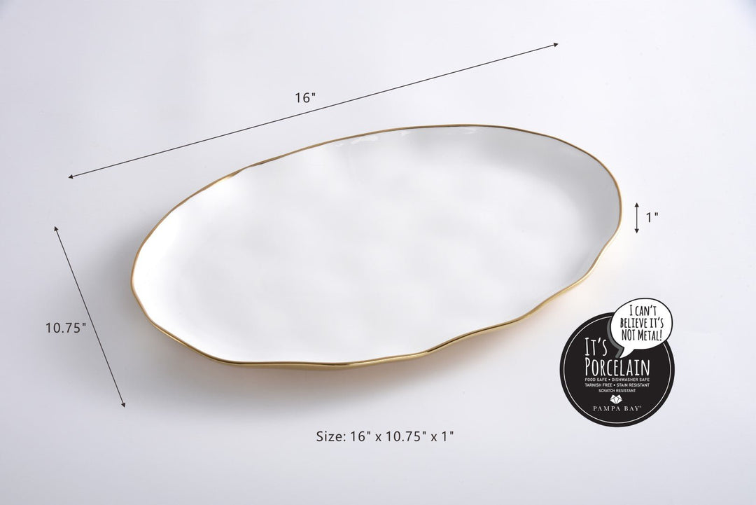 White + Gold Oval Tray - #Perch#