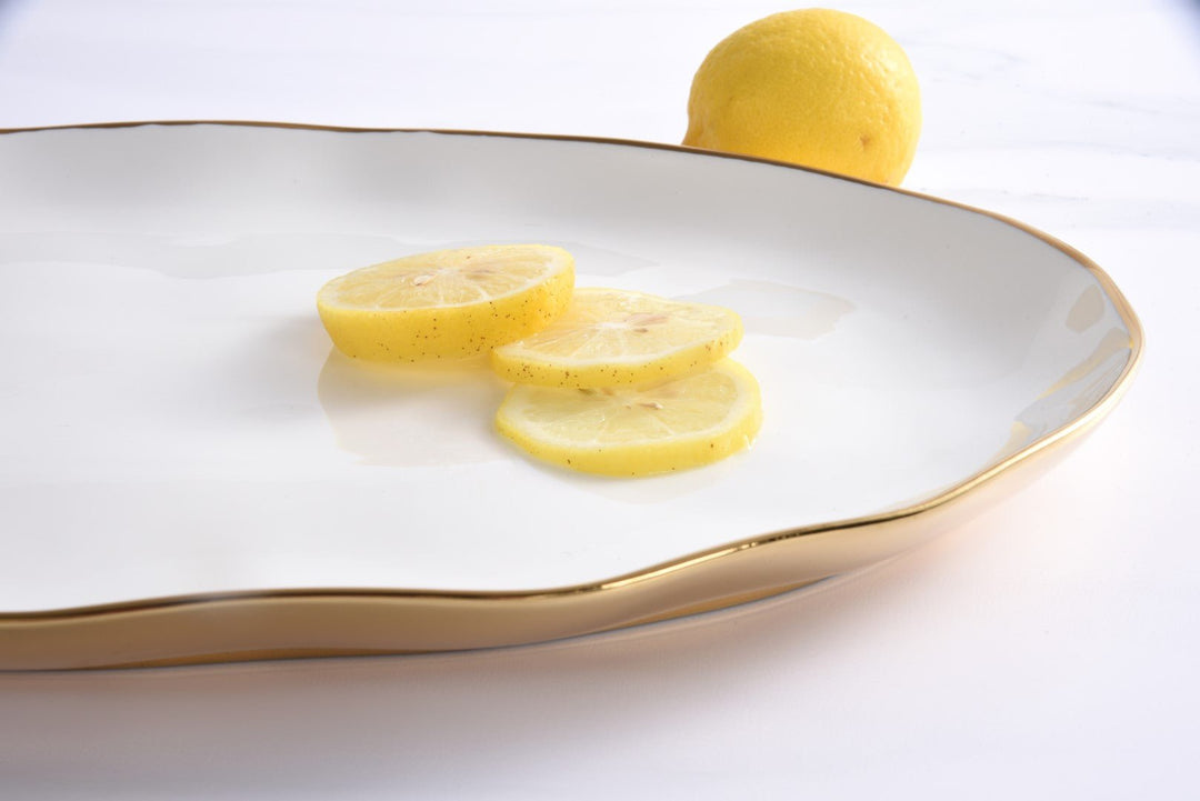 White + Gold Oval Tray - #Perch#