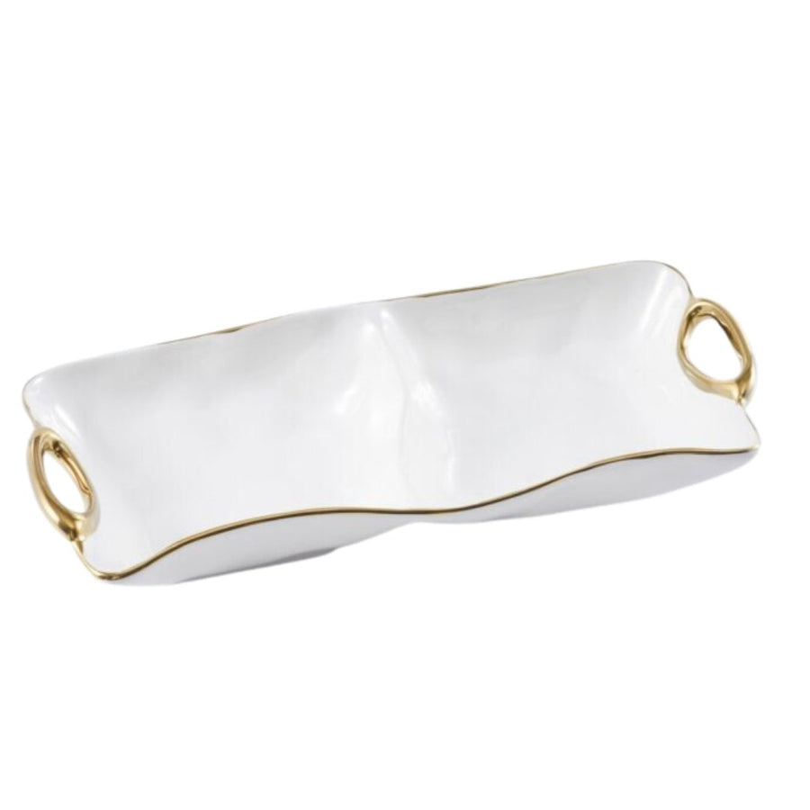 White + Gold Two Section Server - #Perch#
