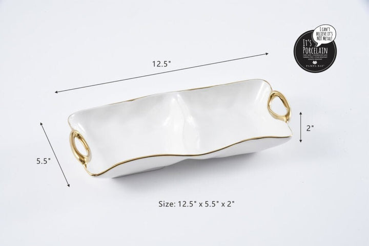 White + Gold Two Section Server - #Perch#