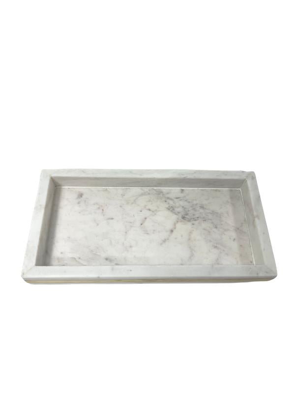 White Marble Tray with Brass Inlay - #Perch#