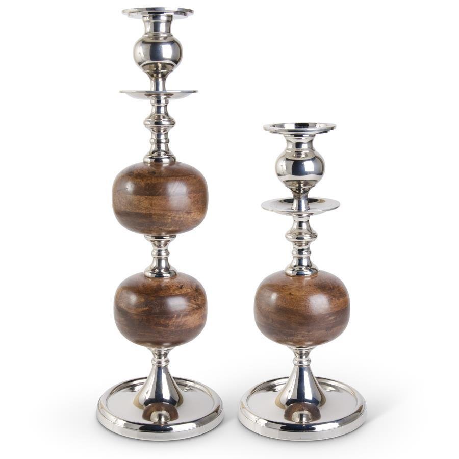 Wood and Silver Candle Holders - #Perch#