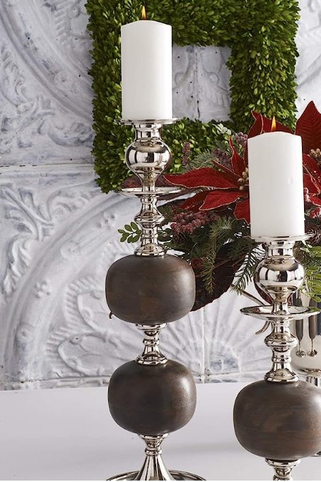 Wood and Silver Candle Holders - #Perch#